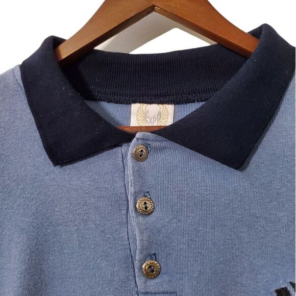 VTG Adidas Expo Sports Wear Polo Shirt Size XL Blue Logo 3 Button Rare USA Mens - Picture 3 of 12